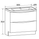 Erin Rosewood Floor Standing Vanity Unit with Grey Glass Basin 900mm