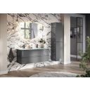 Neon Gloss Titanium Grey Wall Hung Vanity Unit with Opal Glass Basin 1200mm