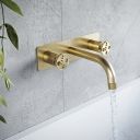 Urban Brushed Gold Wall Mounted Bath Tap - lifestyle image