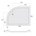 Low Profile Right Hand Offset Quadrant Shower Tray 1000x900mm Spec Drawing