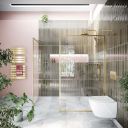 Amien Brushed Gold Framed Clear Glass Shower Screen