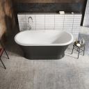 Glendale Matt Black Industrial Freestanding Acrylic Bath 1676x780mm - roomset 2