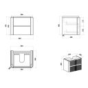 Liora White Ribbed Wall Hung Vanity Unit 600mm Spec Drawing