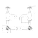 Grosvenor Gold Bath Pillar Taps - dimensions