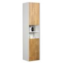 Snowdon White and Oak Wall Hung Tall Storage Cabinet