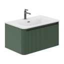 800mm Wish Ribbed Wall Hung Vanity Unit in Green with Ceramic Basin