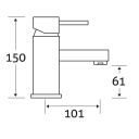 Venture Chrome Basin Mixer Tap Dimension Drawing
