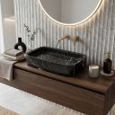 Marzio Nero Honed Marble Rounded Rectangle Basin 212987