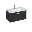 Britton Shoreditch Matt Grey Single Drawer Wall Hung Vanity Unit with Square Basin 850mm