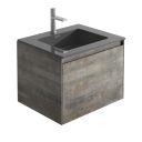 Odion Metallic Wall Hung Vanity Unit with Black Basin 600mm