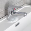 Clean and modern bathroom setting showing the Odell Chrome Basin Mixer Tap & Waste