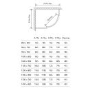Fabio Sliding Shower Door Quadrant Spec Drawing