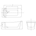 Chardon White Freestanding Acrylic Bath 1600x800mm dimensions