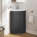 Clean roomset showing the Ellis Charcoal Floor Standing Corner Vanity Unit 410mm