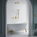 Aqualisa S1 Brushed Gold Smart Digital Shower Triple Outlet (Slide Rail Kit with Bath Filler and Fixed Wall Head) HP/Combi
