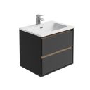 Newbury Wall Hung Vanity Unit in Matt Black & Sawn Oak - 600mm