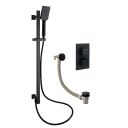 Zena Matt Black Square Double Outlet Valve with Slide Rail Kit and Bath Filler