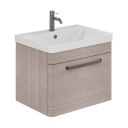 Esk Stone Grey Wall Hung Vanity Unit and Basin with Gunmetal Handles 600mm