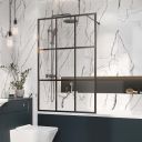 Amien Matt Black Grid Bath Screen 1500x800mm