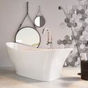 Roomset image showcasing the Eton White Freestanding Acrylic Bath 1750x750mm