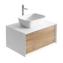 Devlin White & Oak Wall Hung Vanity Unit 800mm