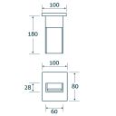Cairo Chrome Wall Mounted Bath Spout - dimensions