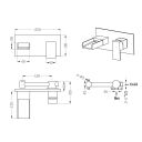 Cairo Chrome Wall Mounted Basin Mono Tap - dimensions