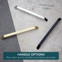 image showing a selection of handle options that can be purchased seperately for the Nante Light Elm Floor Standing Cloakroom Vanity Unit