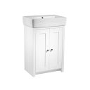 Tavistock Lansdown Linen White Floor Standing Vanity Unit with Two Tap Hole Basin 575mm