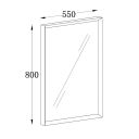 Venus Gloss White Beveled Edge Framed Bathroom Mirror 550x800mm Spec Dimension Drawing