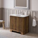 Traditional room setting showing the Hayward Walnut Ribbed Floor Standing Vanity Unit 900mm