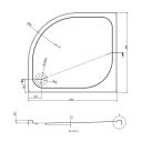 Low Profile Right Hand Offset Quadrant Shower Tray 1000x900mm dimensions