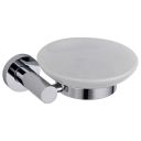 Round Ceramic Soap Dish and Chrome Holder