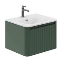 600mm Wish Ribbed Wall Hung Vanity Unit in Green with Ceramic Basin