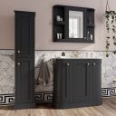 Richmond Black Curved Traditional Floor Standing Vanity Unit with White Marble Top 900mm