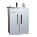 Apex 615mm Floor Standing Vanity Unit & Basin in Gloss White with Gunmetal Handles