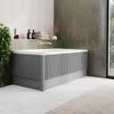 Bryce 800mm Ribbed Grey End Bath Panel with Corner Post