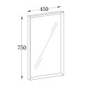 Venus White Beveled Edge Framed Bathroom Mirror 750x450mm Spec Dimension Drawing