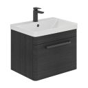 Esk Black Wall Hung Vanity Unit and Basin with Black Handles 600mm