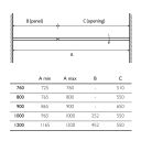 Fabio Chrome Pivot Shower Door Opening Size Dimensions Table