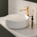 Massa Ribbed White Round Countertop Basin