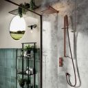Liva Brushed Bronze Dual Outlet Square Shower Pack with Fixed Head & Slider Rail