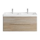 Front view of the Erin Light Oak Wall Hung Vanity Unit with Ceramic Basin 1200mm