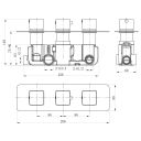 Liva Dual Outlet Triple Control Square Concealed Shower Valve Spec Drawing