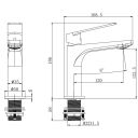 Sora Brushed nickel Basin Mono Tap & Waste dimensons