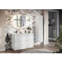 Neon Gloss White Floor Standing Vanity Unit with Opal Glass Basin 1200mm