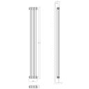Upton Grey Double Vertical Column Radiator 1800x200mm