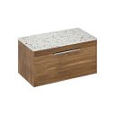 Britton Shoreditch Caramel Single Drawer Wall Hung Vanity Unit with Ice Blue Worktop 850mm
