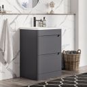 Floor Standing 600mm Vanity Unit in Charcoal Roomset