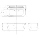 Tidal White Freestanding Acrylic Bath 1600x800mm dimensions